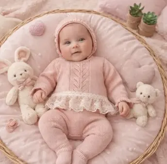 Conjunto punto de mi bebé moda infantil Bebé con conjunto de punto rosa de mi bebé moda infantil